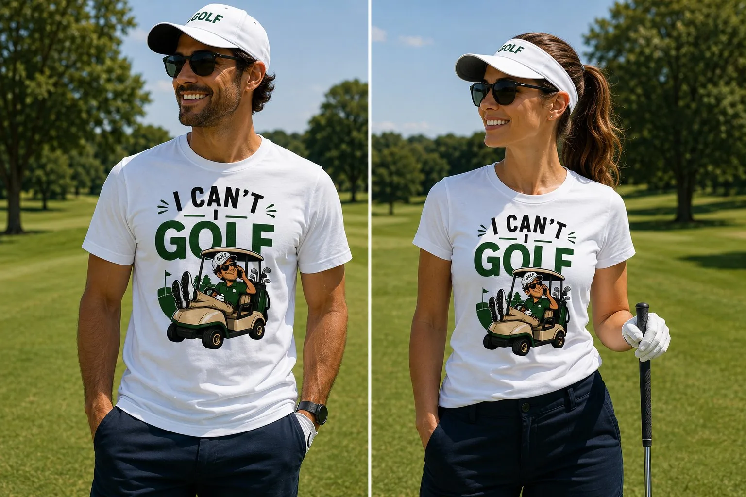T-shirt Je Peux Pas J’Ai Golf, coton bio, unisexe, blanc